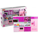 Kuchynka s príslušenstvom pre bábiky ružovo-fialová